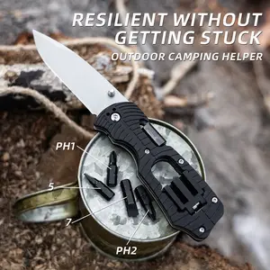 4in1EDC Multifunctional Folding Pocket Knife,Portable Camping Knife with Screwdrivers and Clip,Perfect for Survival,Everyday Use,Folding Knife for Emergency,Outdoor,multitool Folding Stainless Steel knife,Fathers&Valentinens Day Birthday Gifts for Husband