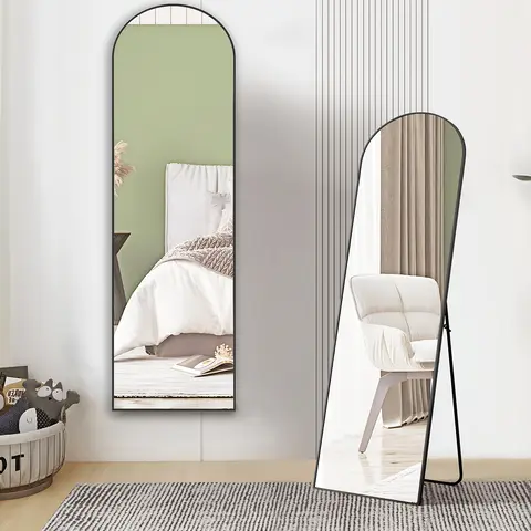 【Deal】 Full Length Mirror Floor Standing  Living Room Modern Hanging Saving Space with Aluminum Alloy Frame Decor Durable mirror
