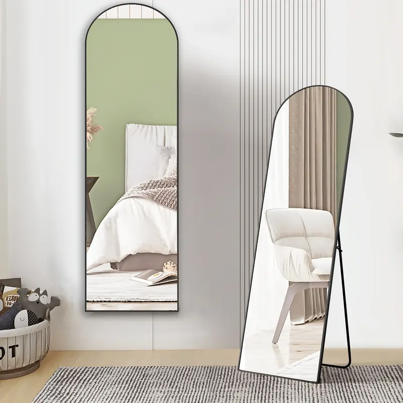 【Deal】 Full Length Mirror Floor Standing  Living Room Modern Hanging Saving Space with Aluminum Alloy Frame Decor Durable mirror
