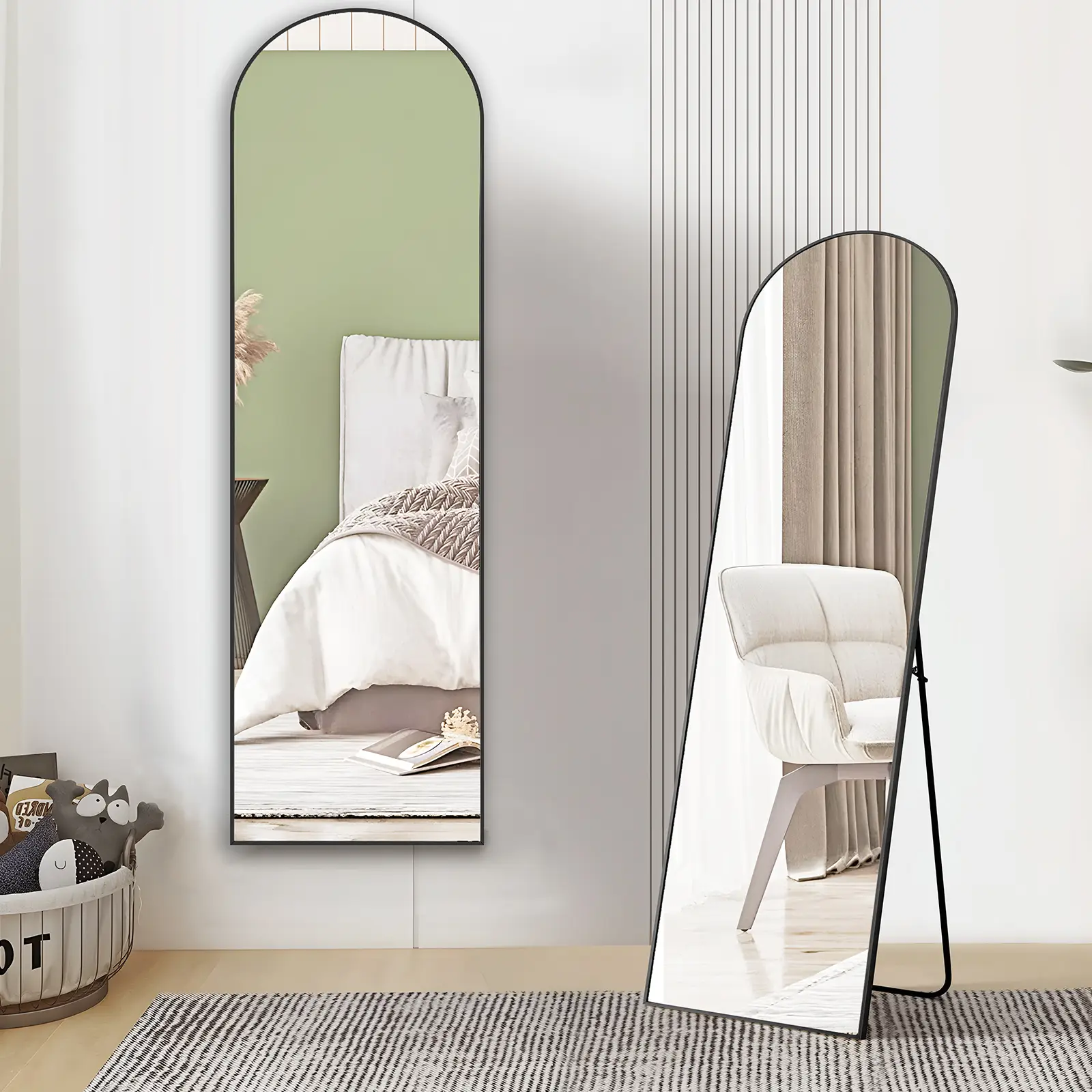 【Deal】 Full Length Mirror Floor Standing Living Room Modern Hanging Saving Space with Aluminum Alloy Frame Decor Durable mirror