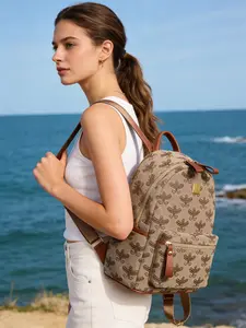 Vintage Letter Combination Backpack, Premium Woven Fabric & Polished Leather Trim, Iconic Pattern & Hardware