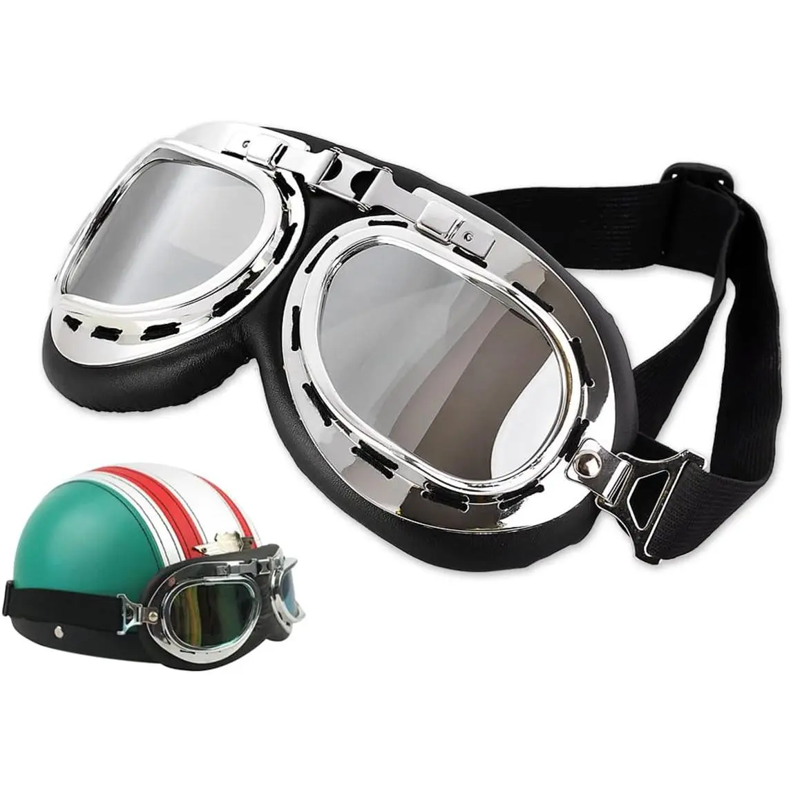 Cosplay Goggles Steampunk Motorcycle Goggles Costume Retro Pilot StyleGift.
