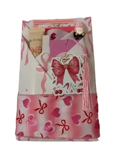 Book Wrap - Pink Bows -Pink Hearts