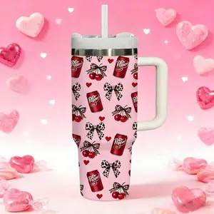 Dr. Pepper  Cherry Soda Heart Valentine 40oz 20oz Tumbler, Valentine Gift For Women Men, Gift for Dr. Pepper Lover - Customer Favorite