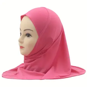 1pc Breathable Soft All Seasons Lightweight Muslim Hijabs, Solid Color Kids Casual Ramadan Islamic Scarf, For Ages 3-6