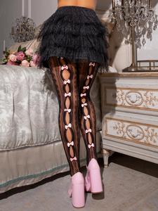 Leg Avenue Sweetheart Striped Tights for Women - Cute and Trendy Fashion Tights with Hand Sewn Bows