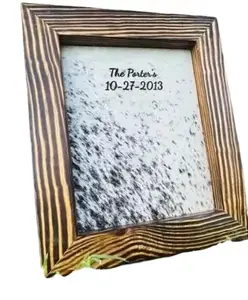 Cowhide wedding branding frame personalized with name