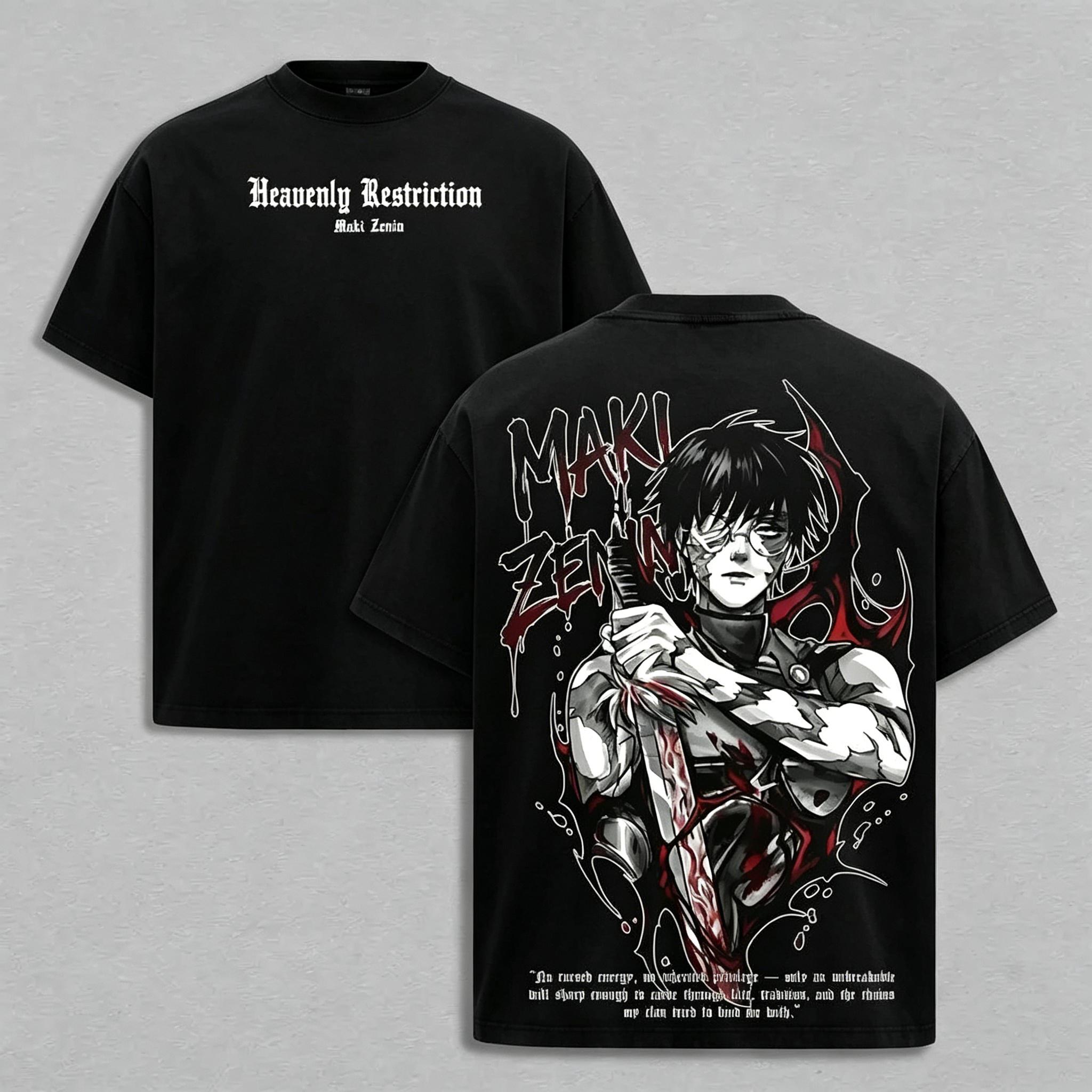 Maki Zenin Jujutsu Kaisen T-Shirt & Hoodie – Vintage Washed Oversized Anime Tee, Dark Aesthetic Maki Manga Graphic Shirt, Heavy Cotton Unisex Streetwear JJK Merch, Fall Outfit Anime Gift funny graphic tee men’s trendy t-shirts deals humorous streetwear