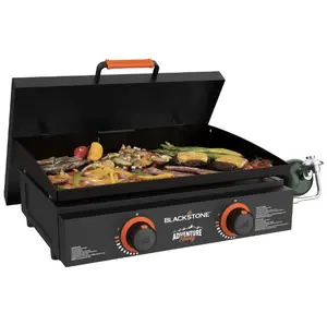Blackstone Adventure Ready Outdoor Griddle, 2-Burner 22" Propane Flat Top Grill with Cover, Black