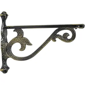 4 Pack Heavy Duty Hammered Brushed Antique Brass Shelf Brackets 6 Inch Wall Mounted Shelf Brackets Decorative Metal Wall Floating Rack Shelving Brackets