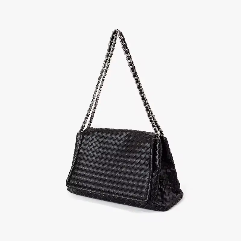 Chic Woven Genuine Leather Retro Chani Shoulder Bag with Strap and Elegant Design