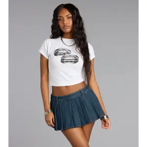 Throwback Cool Pleated Denim Mini Skort