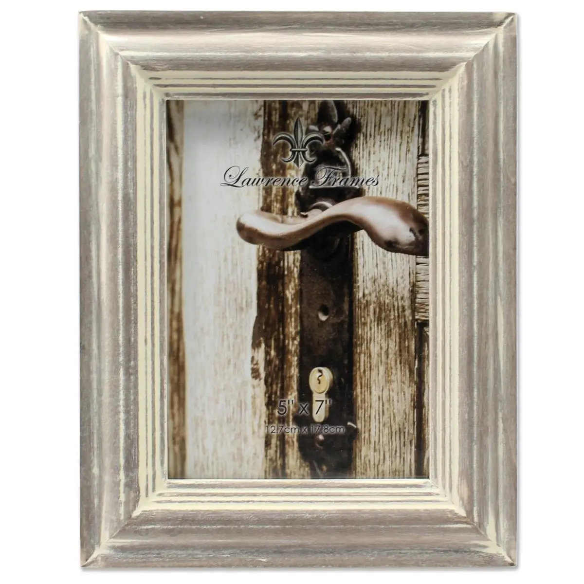 212 MAIN Decorative Washed Gray 5x7 in. Distressed Metal Photo Frame with Glass, Wall-Hangable Wall Frames for Baby & Maternity Hanging Photo Decorations
