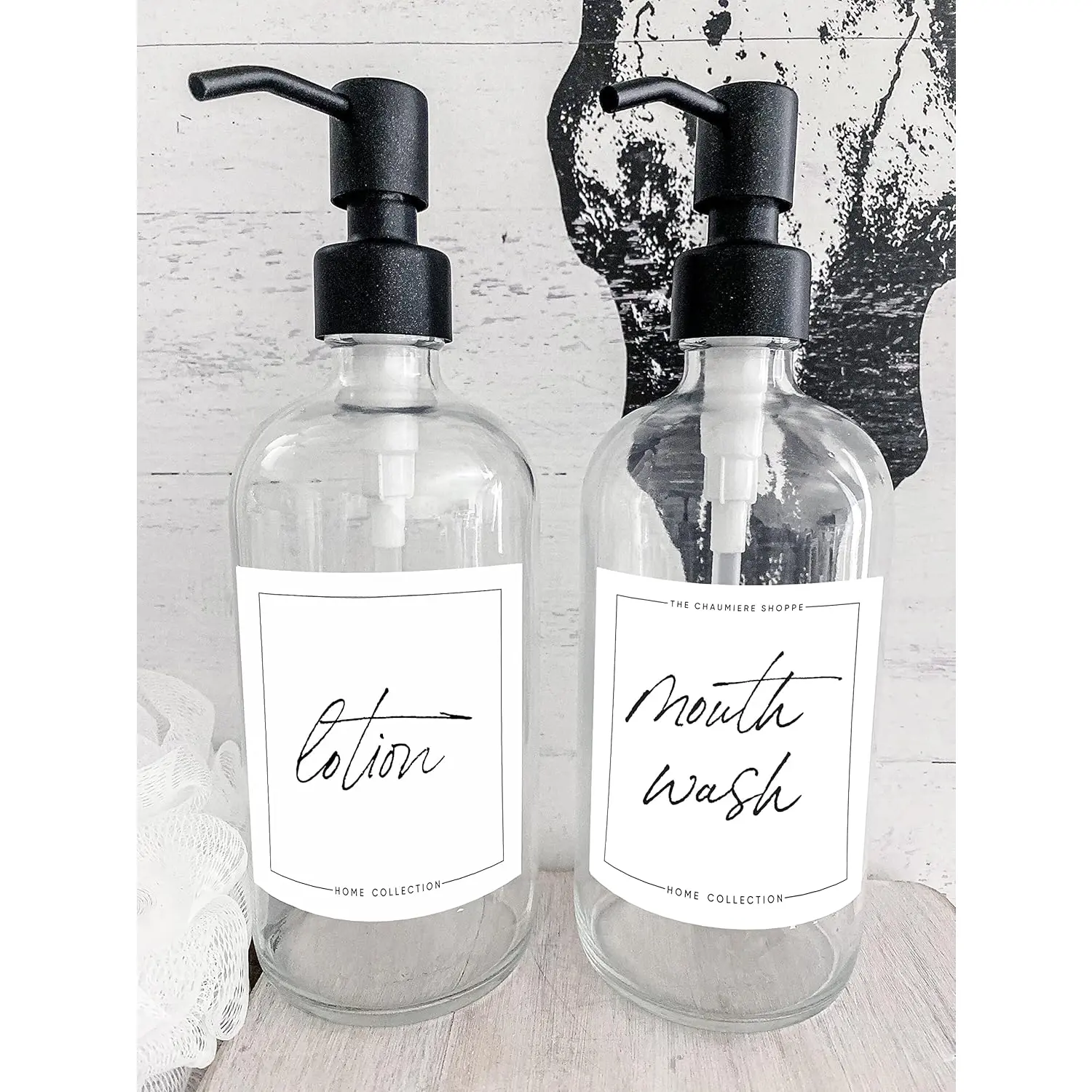 Farmhouse Mouthwash and Lotion Labels for Bottles,  Stickers, Mouthwash and Lotion Labels for  Glass & Plastic Bottles - 3 Mouthwash and 3 Lotion 6 count 3x3inch