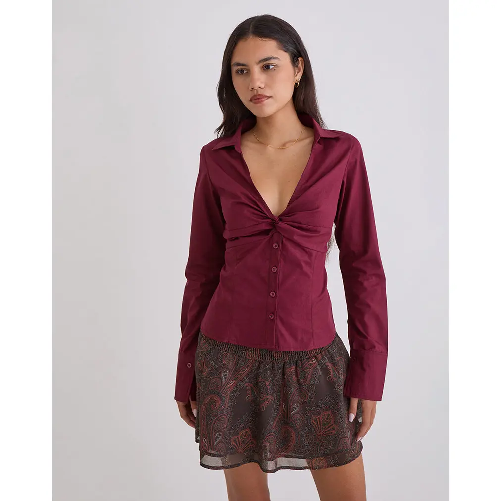Karis Shirt in Poplin Burgundy
