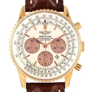 Pre-owned Breitling 18K Rose Gold (Au750) Small Leather Goods Navitimer Pink Gold Limited Watch