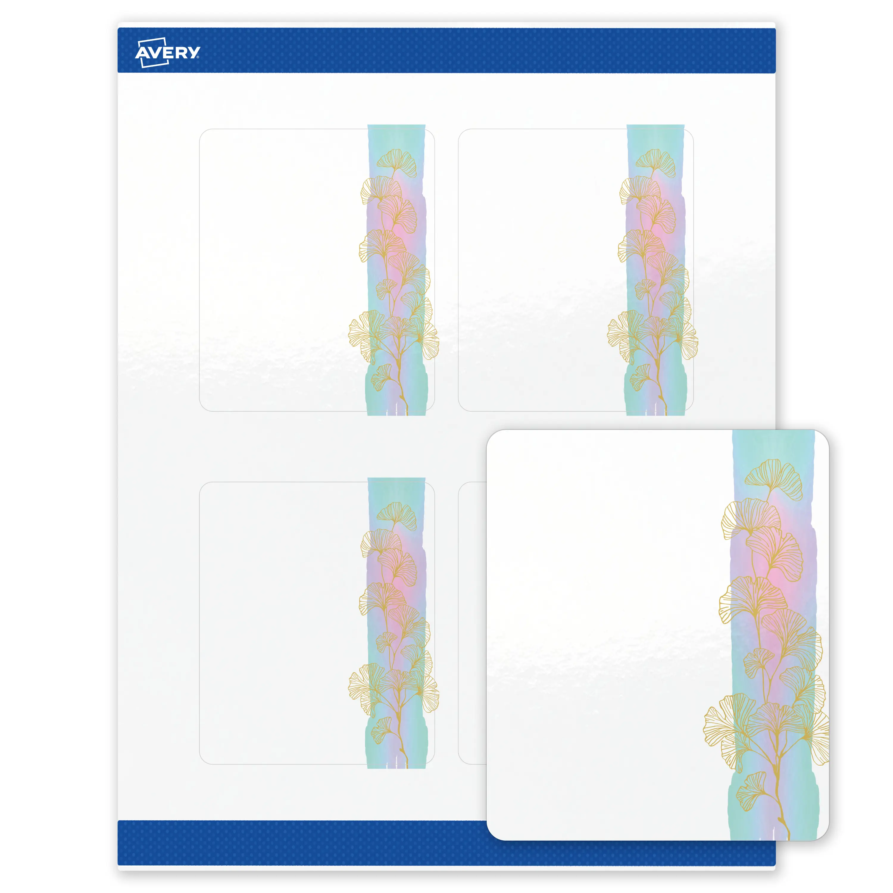 Avery Printable Rectangle Labels with Sure Feed Technology, Pre-Printed Floral Design, Glossy White, 4" x 3-1/3", Laser & Inkjet Compatible, 40 Total, Great for Branding, Marketing, and Events