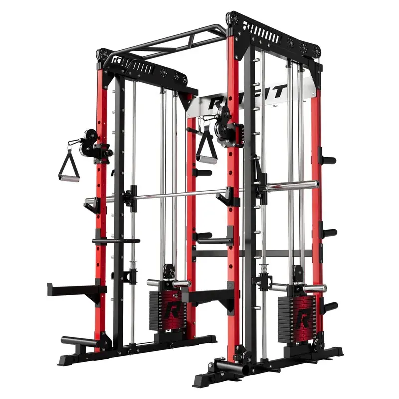 Red rack with weight stack set