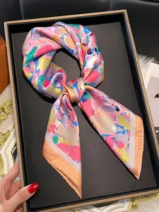 Women's Colorblock Print Scarf, Boho Style Kerchief for Women & Girls, Fashion Accessories for Daily Wear, Trendy All-match & Exquisite Scarf for Birthday Gift