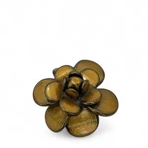 Pre-owned Chanel CC Camellia Brooch Resin Gold Plated Brown Black (027sc)
