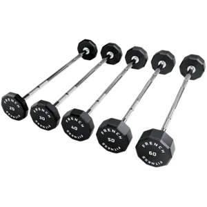 French Fitness Straight Urethane Barbell Bar - Set of 5 (20-60 lbs) (New)