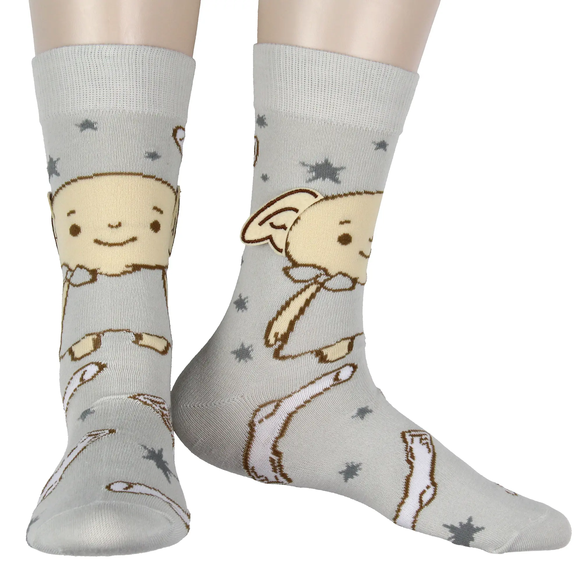Harry Potter Dobby The Elf Socks 3D Ears Chibi Character Adult Stretchy Crew Socks For Men Women 1 Pair, Fabric, Embroidered