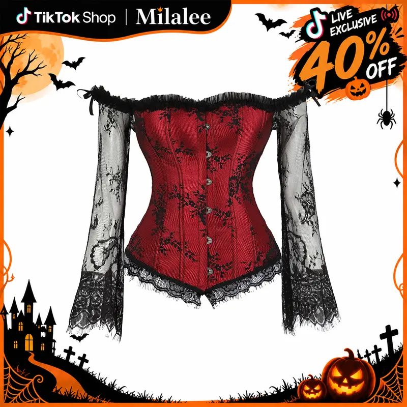 Halloween Wear Plus Size Women's Renaissance Revival Corset Girdle Lace Costume Princess Super Corset Halloween Gothic Party Outfit 8125-D1 Under Bust Corset Embroidered Corset LIVE4
