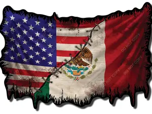USA Mexico Country FLag Decal Sticker Stitched Graphic Outdoor 3M Vinyl Graphic