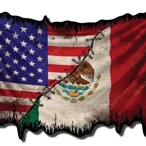 USA Mexico Country FLag Decal Sticker Stitched Graphic Outdoor 3M Vinyl Graphic