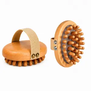 Wooden Body Massage Brush, Handheld Wood Massage Roller Tool with Adjustable Strap, Natural Wood Anti‑Cellulite Massager for Belly, Legs, Arms, Back, Deep Tissue Muscle Relaxation & Lymphatic Drainage