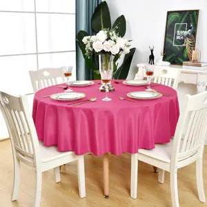 Hot Pink Round Tablecloth Waterproof Stain Resistant Wrinkle Free Table Cloth 210GSM Polyester Washable Wipeable Circle Table Cover for Party, Banquet, Wedding, Indoor and Outdoor