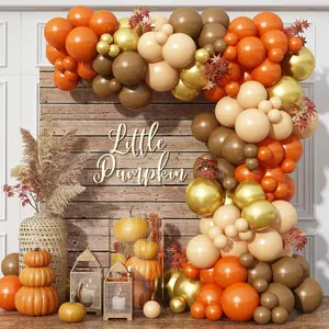140pcs Fall Balloon Arch Kit – Thanksgiving Balloon Garland with Orange, Brown & Gold Balloons