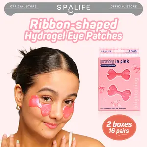 Pretty in Pink Bow Eye Patches | Brightening Undereye Masks with caffeine and collagen-boosting peptides | 16 Pack