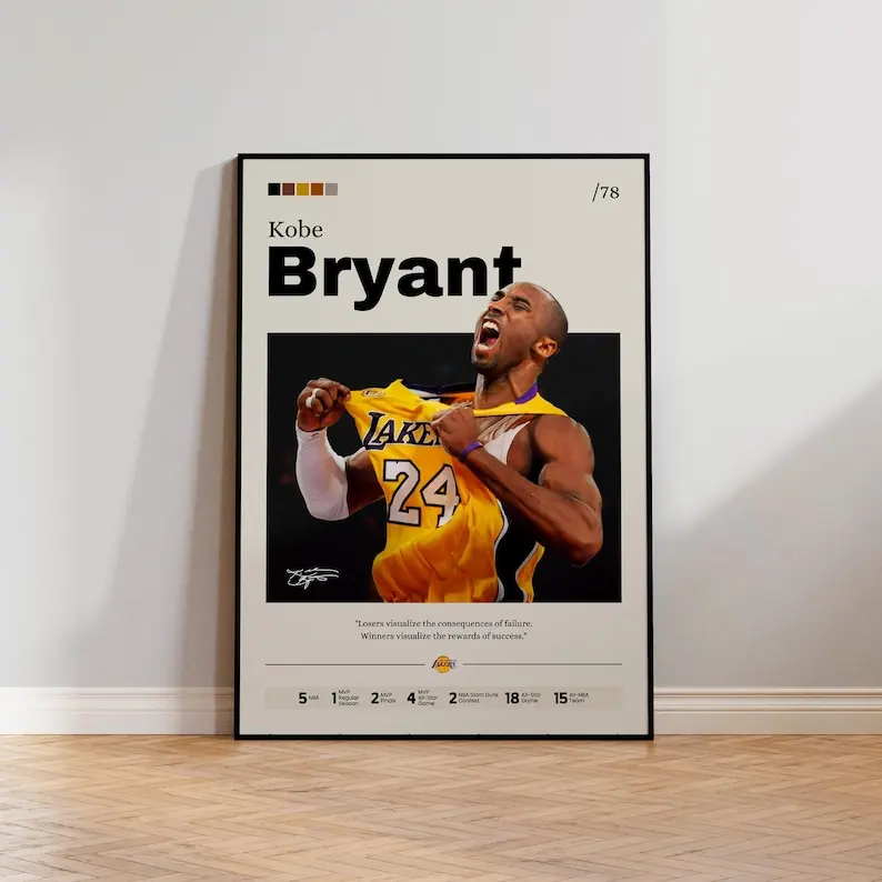 Kobe Bryant Legend High-Res Artistic Print Poster - Black Mamba Tribute, Fade-Resistant Photo, Motivational Sport Room Wall Decoration, Home Supplies Decor