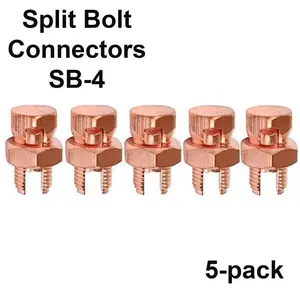 5 Pack High Strength Split Bolt Connectors 4 Gauge 8 Gauge Solid UL Listed SB-4