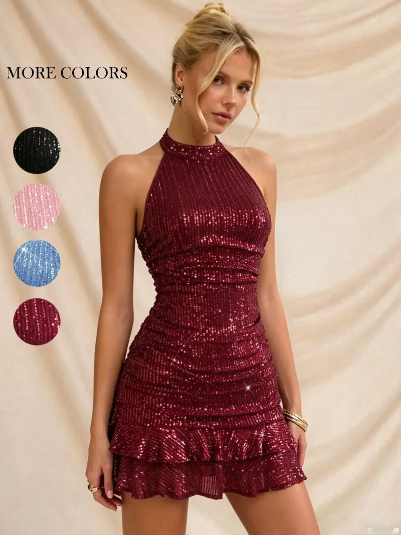casino night white and gold sequin bodycon dress Take Note Cami Strap Criss-Cross Back Mini Dress Sequin Silver/Gold main image 0