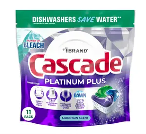 Cascade Platinum Plus Dishwasher Detergent Action Pacs, Fresh Mountain Scent, 11 Count