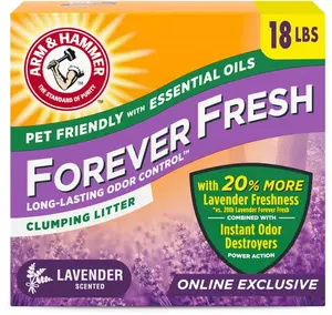 Arm & Hammer Forever Fresh Clumping Cat Litter Lavender, MultiCat Cat Litter Odor Control 18lb With 20% More Lavender Freshness, With Essential Oils