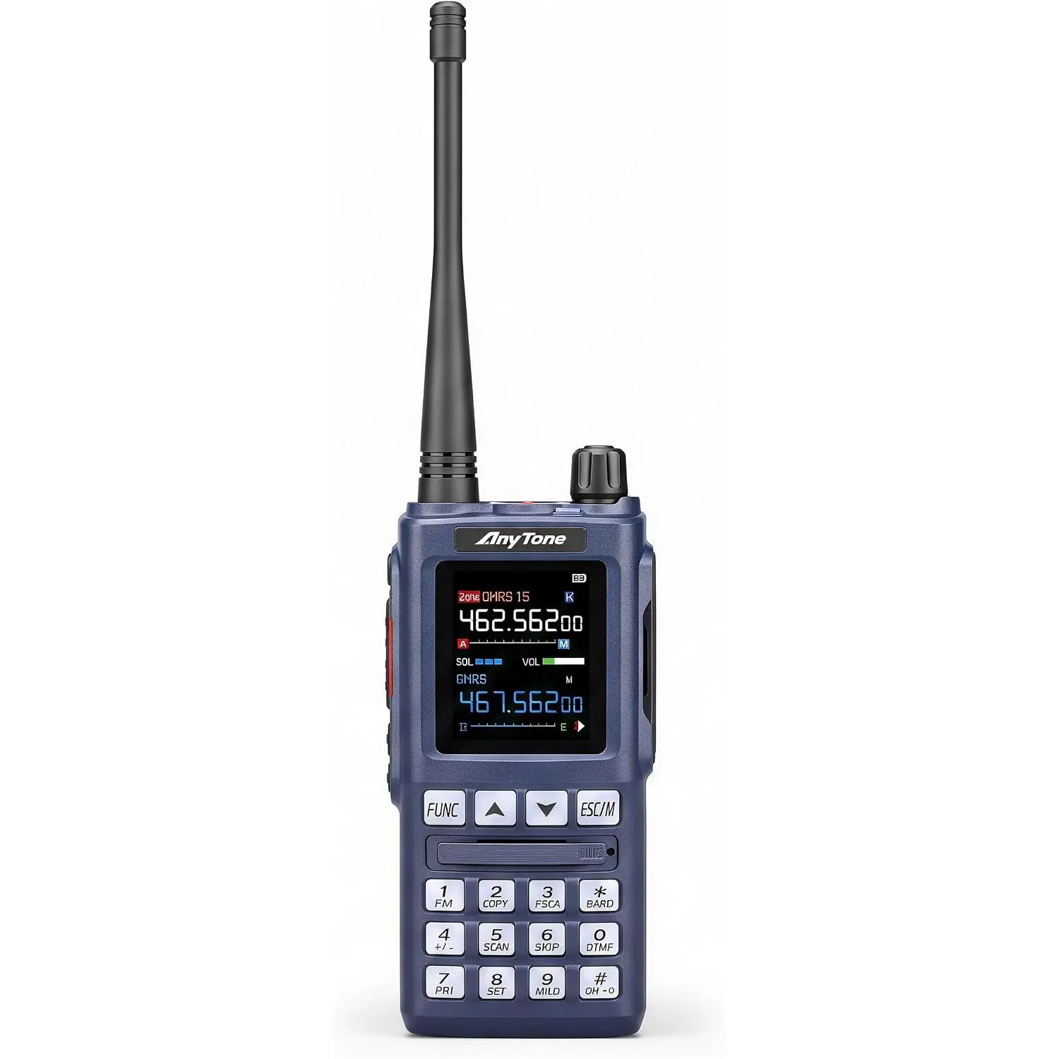 AnyTone UVA1 GMRS Two-Way Radio with GPS and NOAA Weather | 640 Channels, APRS Tracking, Repeater Programming, Color Display, 1800mAh Battery, CPS Compatible, Compact Design