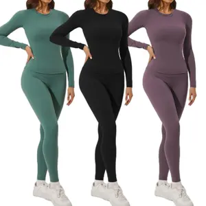 Women's 2 Piece Track Suits Outfits with Long Sleeve Top and Jogger Legging Pants Set for Workout