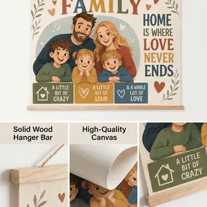 Canvas Family Photo Art Print, High-Definition Large Wall Decal, Frameless, Ideal for Living Room, Bedroom, Office, Perfect Gift