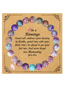 Flamingo Charm Beaded Bracelet for Women, Durable Elastic Jewelry Gift for Mom, Daughter, Aunt, Sister, Perfect for Birthdays & More, Accessories