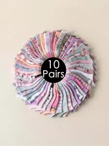 Random Color Girls' Colorblock Print Ankle Socks, Casual Comfortable Breathable Socks for Daily Wear, Kids Socks for All Seasons, Casual Stylish Socks