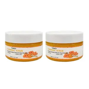 TinMeZor Turmeric Scrub 2pcs 4.2oz Deep Cleansing Exfoliator for Body Face Hand & Foot All Skin Types Removes Dead Skin Cells