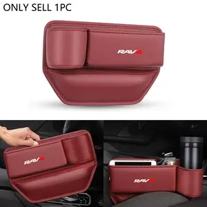 Toyota Corolla Camry Rav4 Yaris Hilux Leather Car Seat Gap Organizer, Multifunction Console Crevice Filler, Side Storage Box with Cup Holder