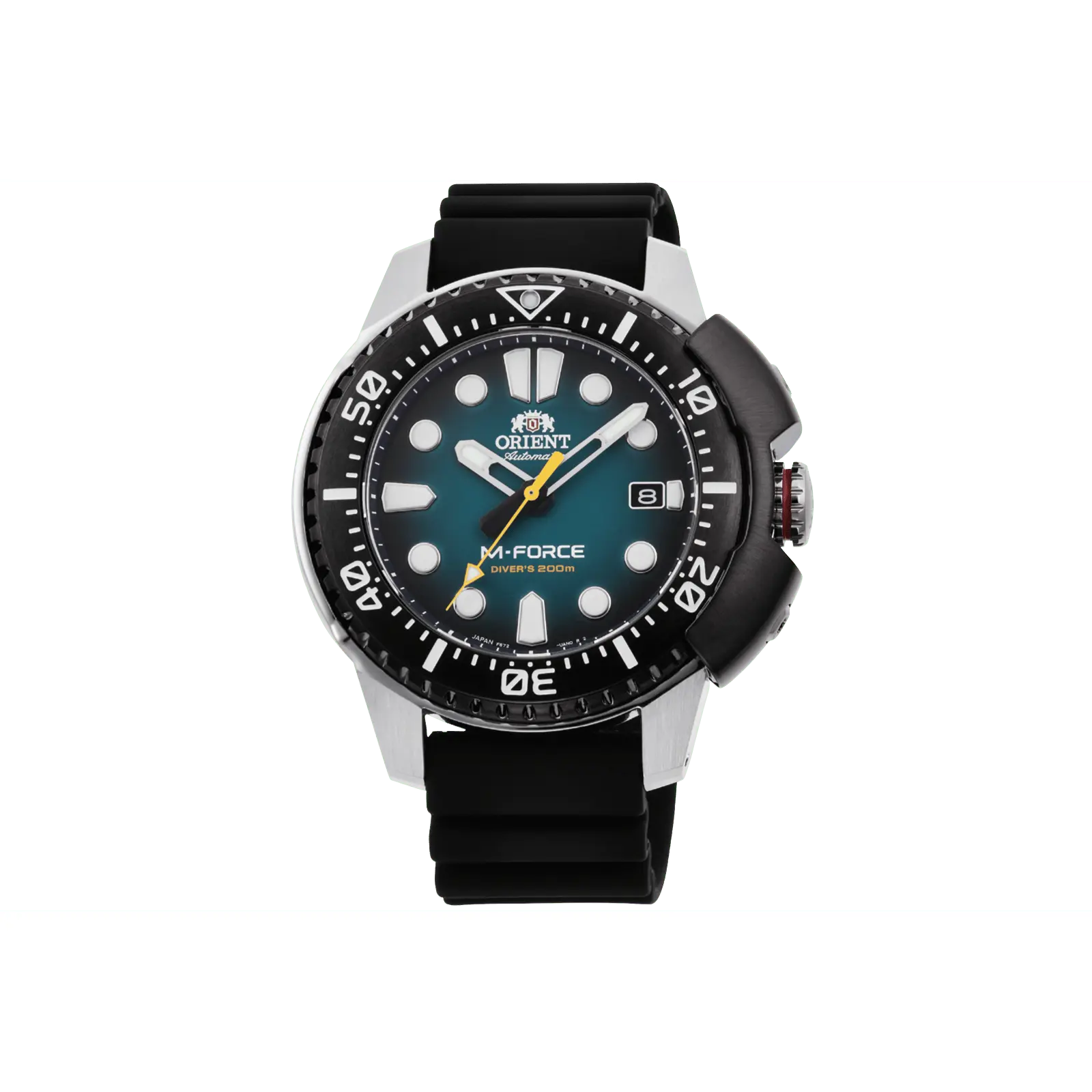 Orient M-Force AC0L Automatic Diver Watch - ISO 6425 Compliant, 200m Water Resistant, Sporty Waterproof Aqua Resist Mechanical Men's Watch, Stainless Steel, Sapphire Crystal, Anti-Reflective Coating, Date Dial, RA-AC0L04L00B, Diving Watches