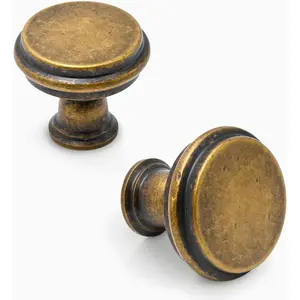 10 Pack Brushed Antique Brass Kitchen Cabinet Knobs Zinc Cabinet Hardware Knobs for Dresser Drawers