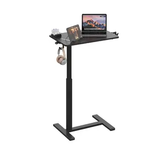 Mobile Standing Desk, Adjustable Height Rolling Laptop Cart, Overbed Table with Wheels, Small Teacher Podium for Home Office Classroom Bedside Living Room