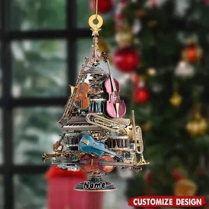 Personalized Musical Instrument Acrylic Christmas Ornament, Custom Music Lover Tree Gift