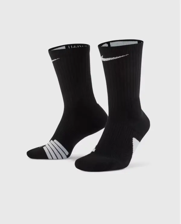 Nike Elite Sports Socks, Men's Large (8-12), Black/White Basketball Crew Socks